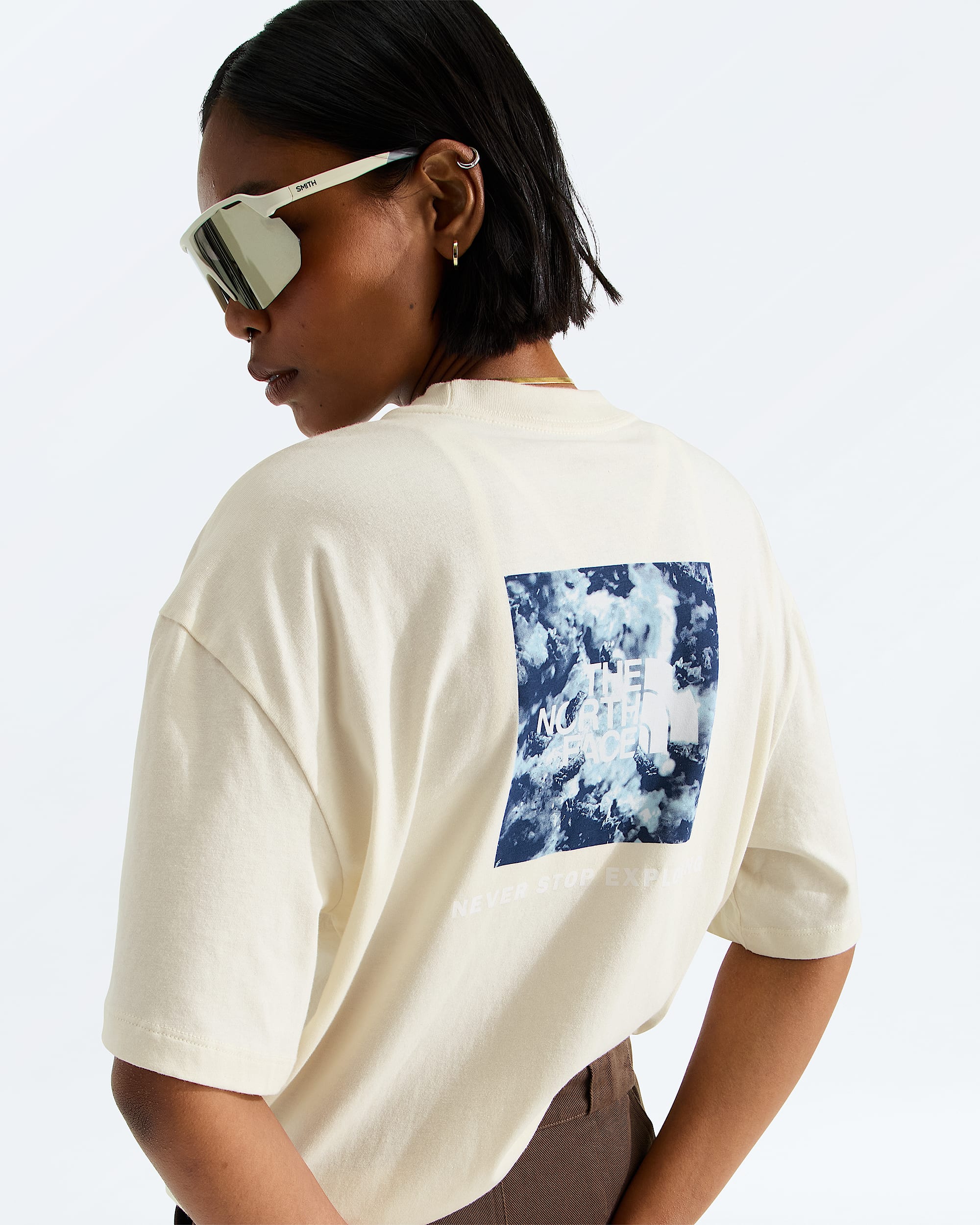 Womens Evolution Granitic Rock Print Box NSE Oversize ShortSleeve Tee TNF HERO2