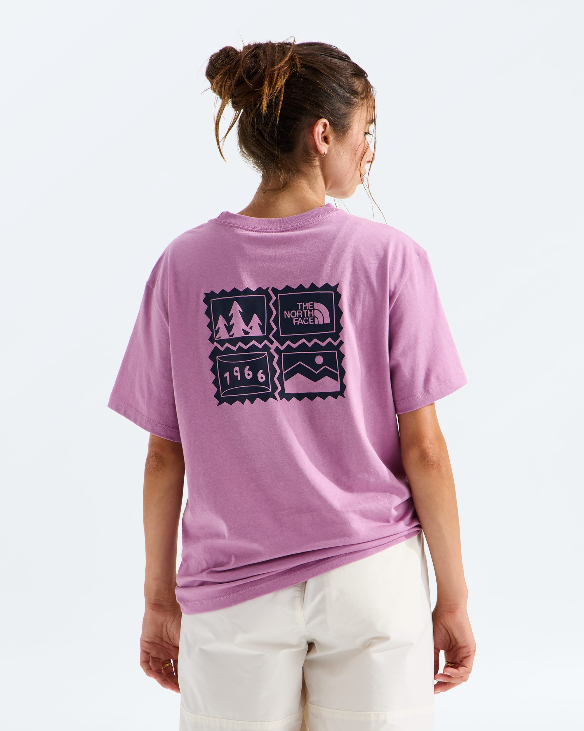 Womens Exploring Stamps Relaxed ShortSleeve Tee TNF Main