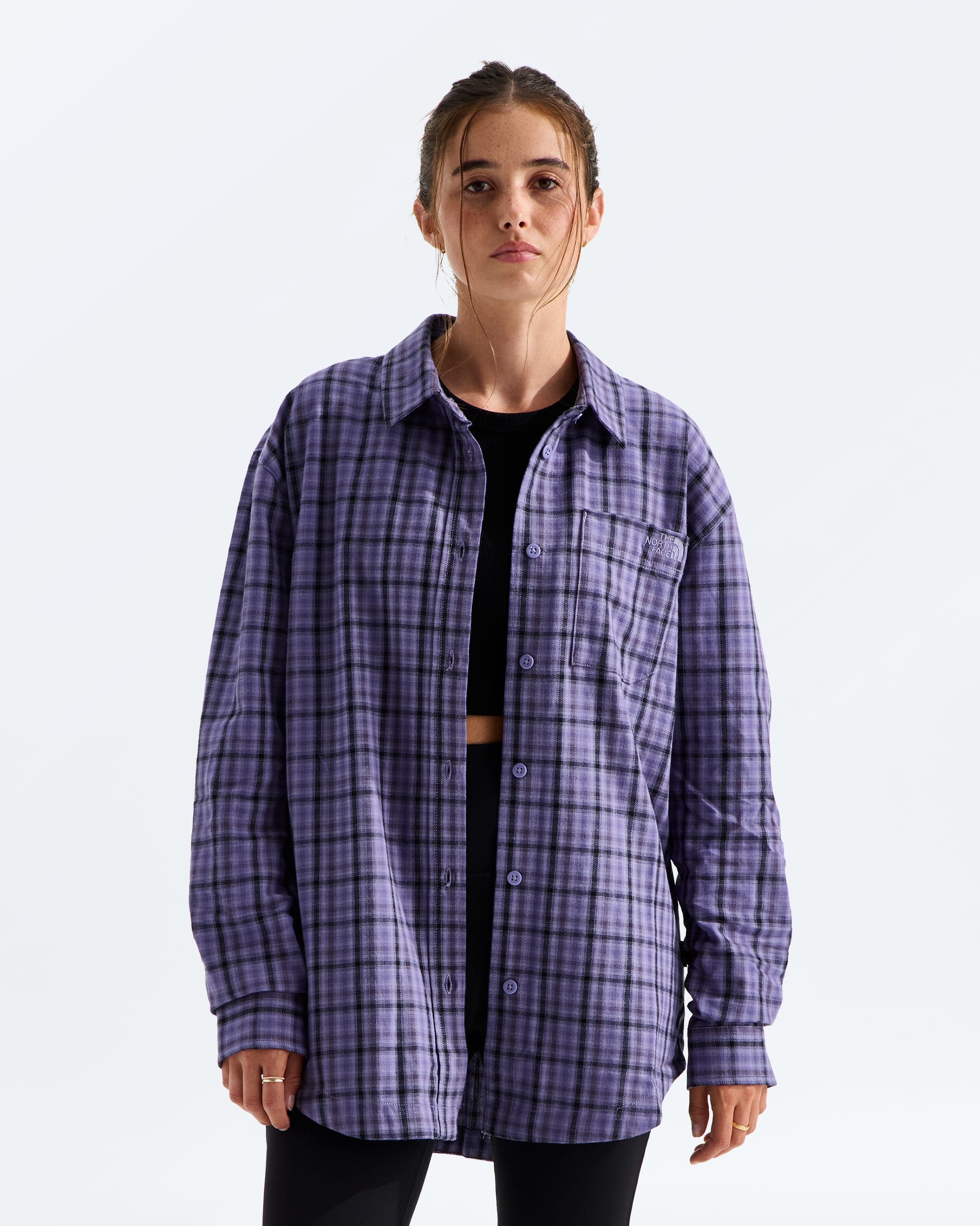 Womens Mountain Falls Flannel ButtonDown LongSleeve Shirt TNF Main