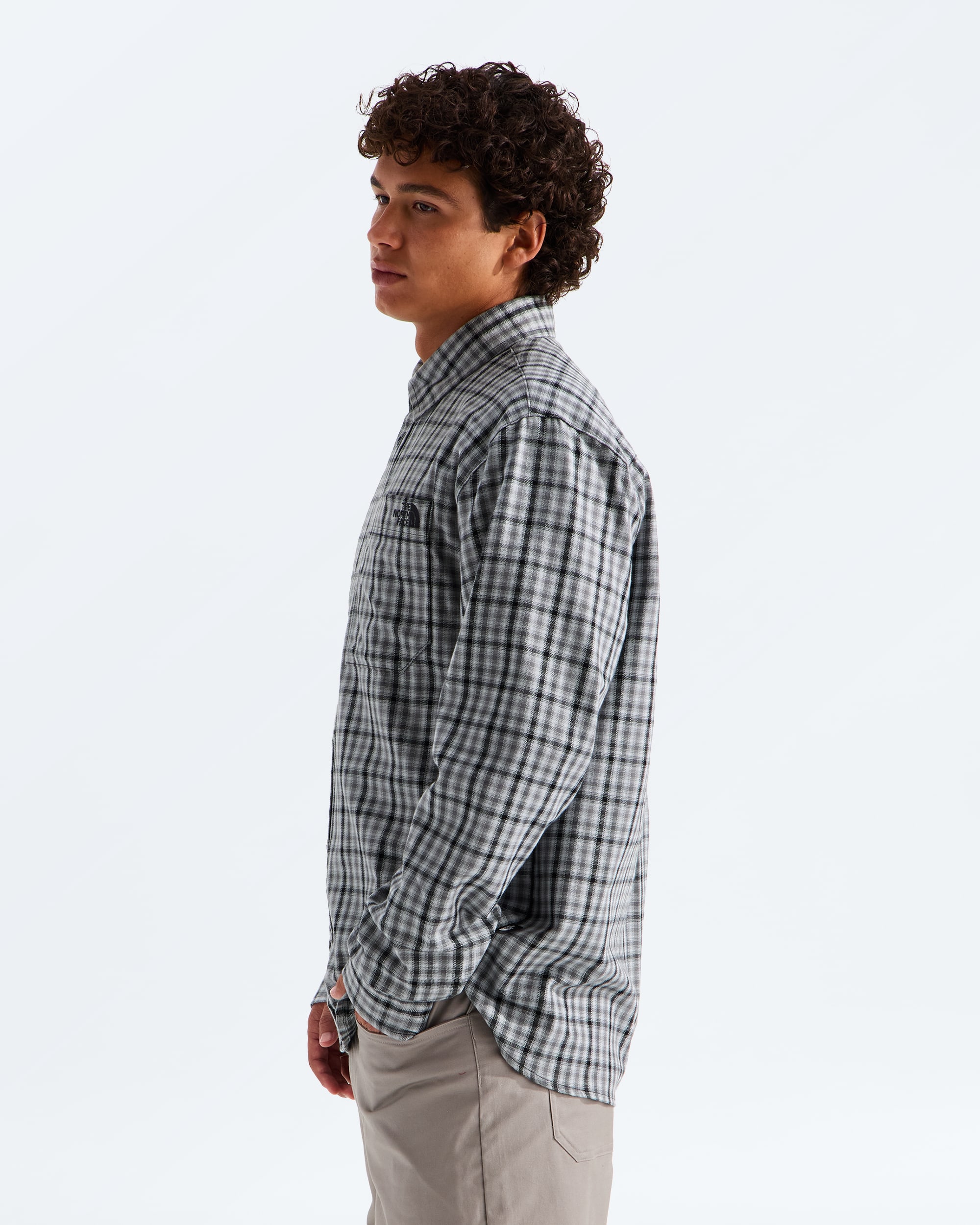Mens Mountain Falls Flannel ButtonDown LongSleeve Shirt TNF MODEL34