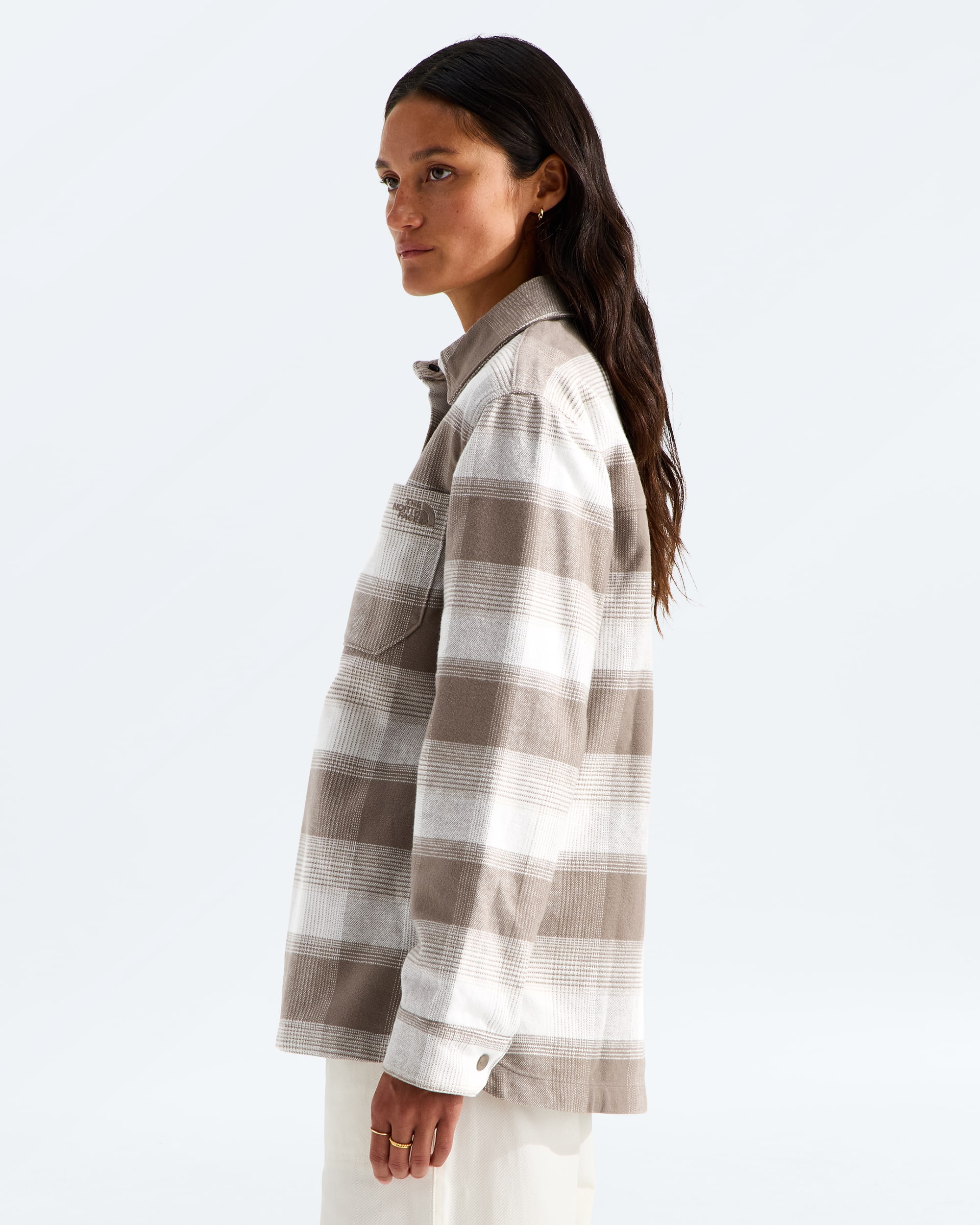 Womens Forest Flannel LongSleeve Shacket TNF MODEL34