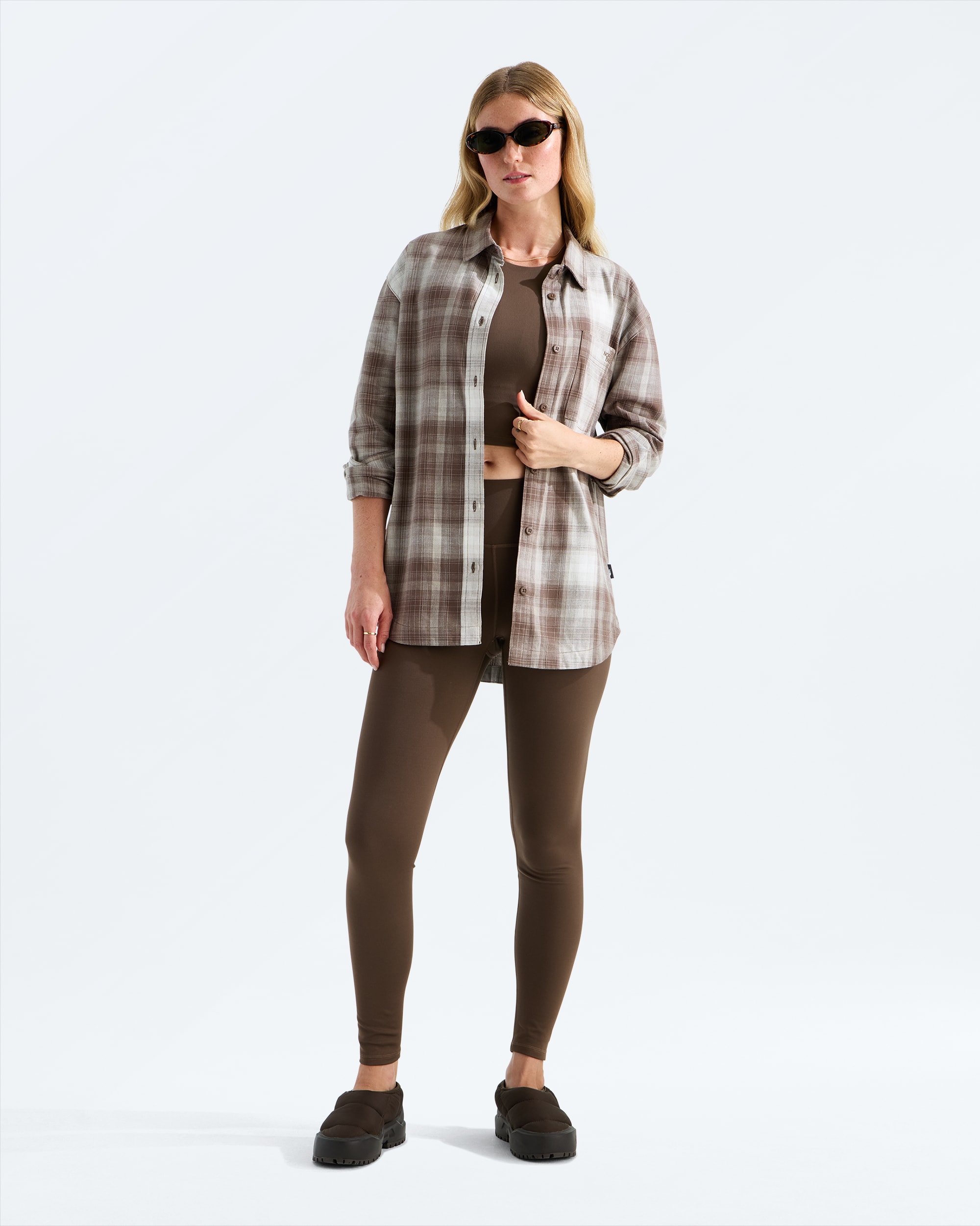 Womens Mountain Falls Flannel ButtonDown LongSleeve Shirt TNF HERO2
