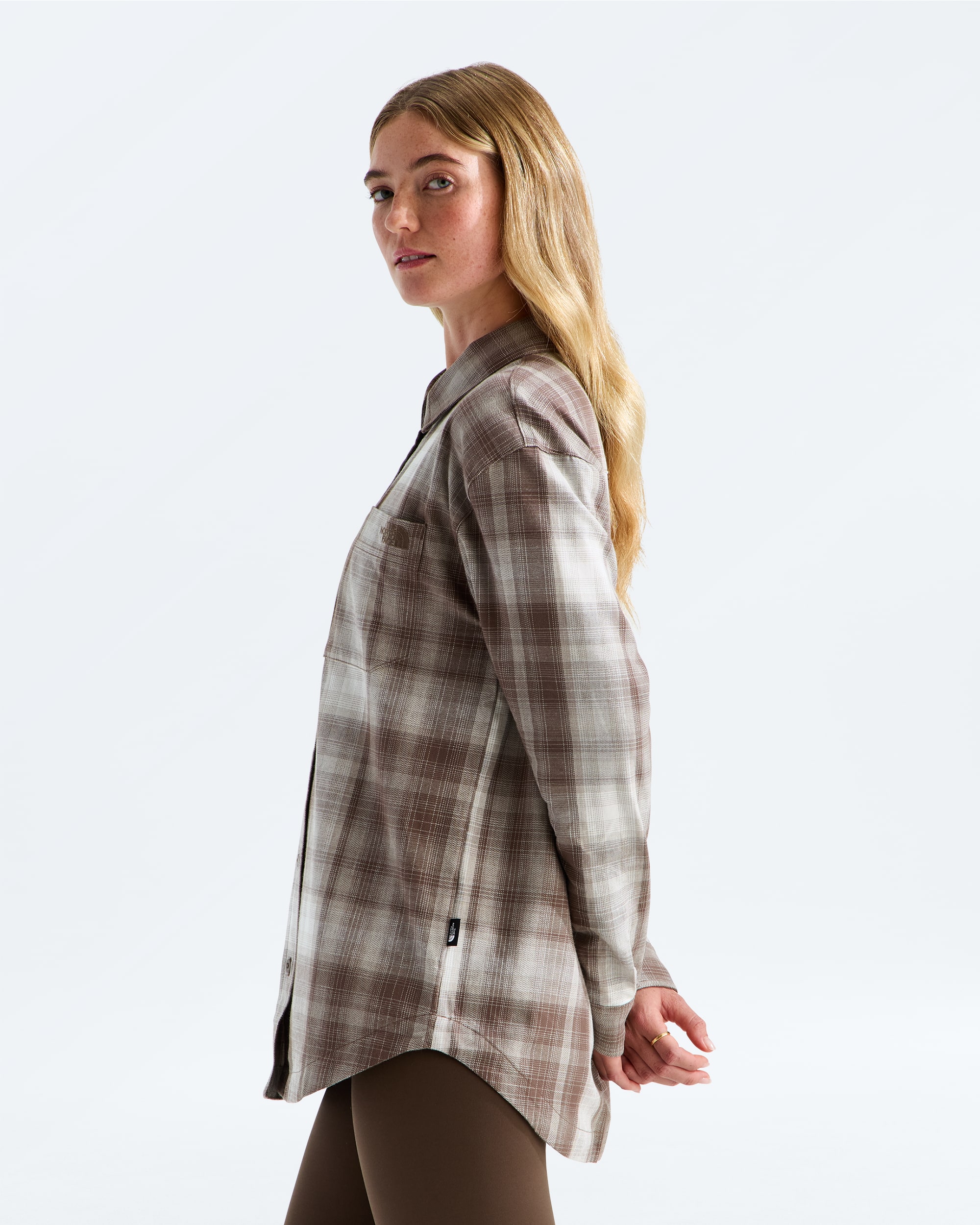 Womens Mountain Falls Flannel ButtonDown LongSleeve Shirt TNF MODEL34