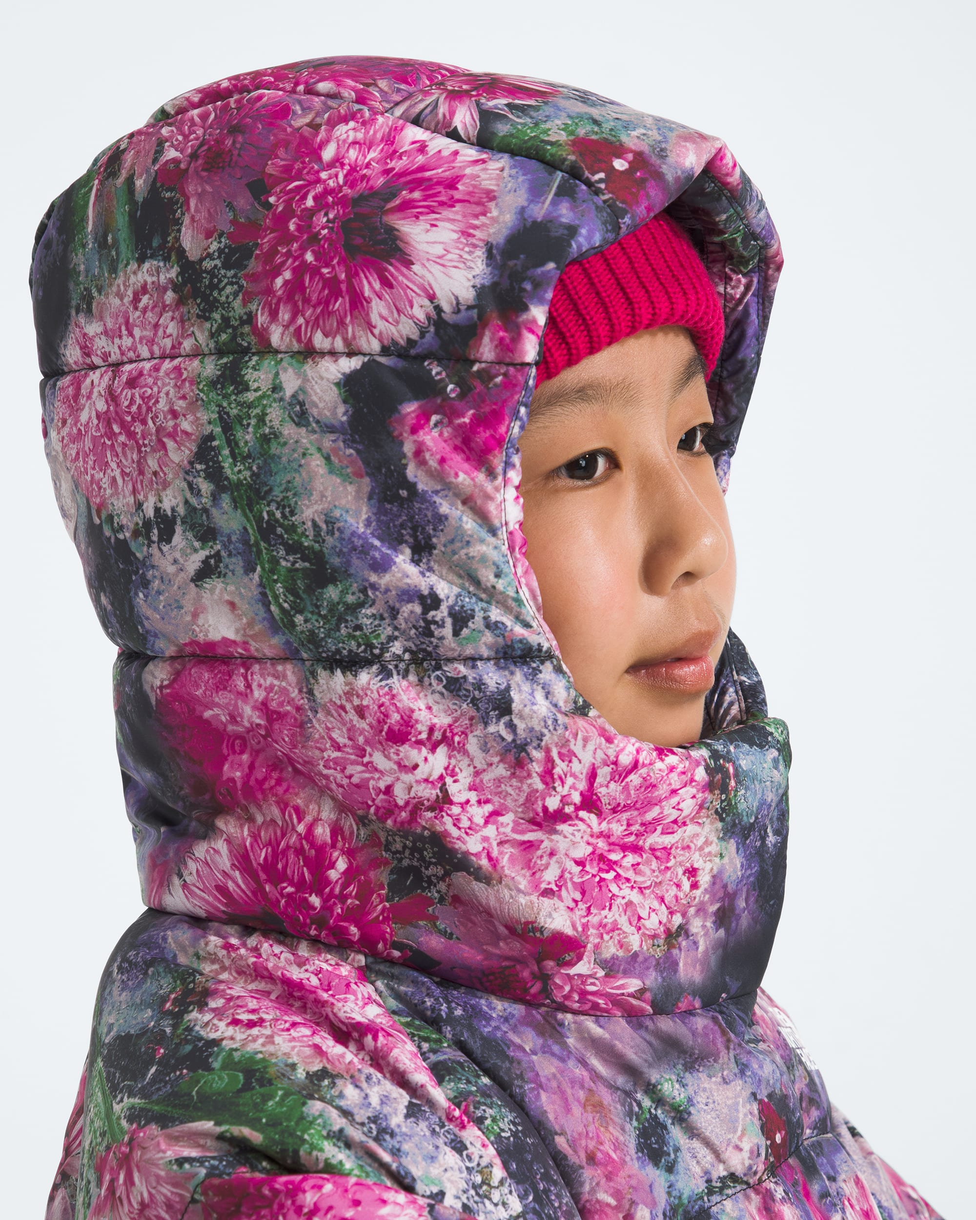 Girls North Down Hooded JacketPrint TNF MODELHOOD2