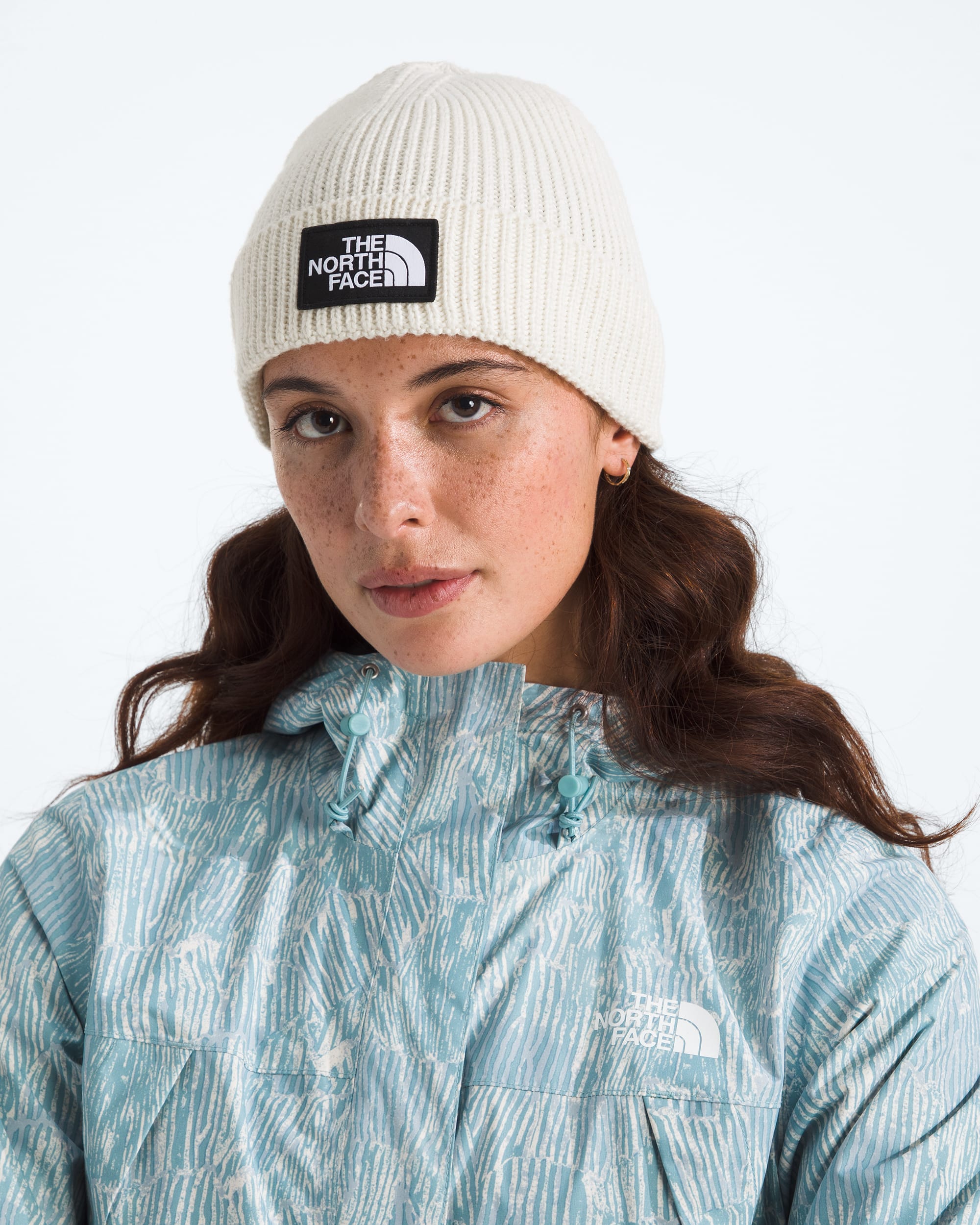 TNF Logo Box Cuffed Beanie TNF MODELBACK