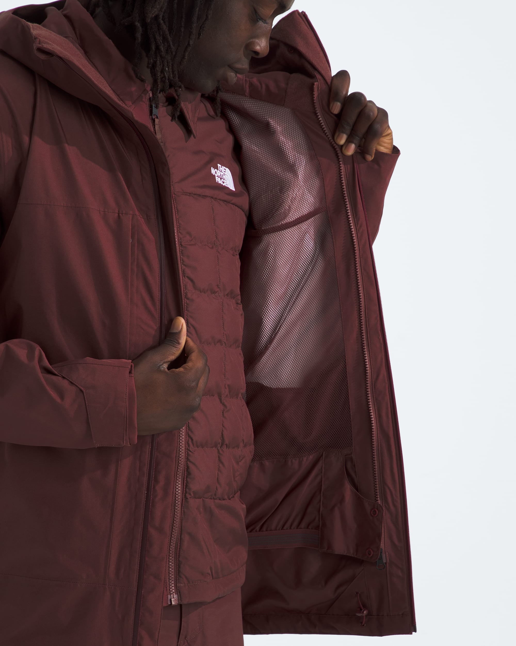 Mens THERMOBALL Snow Triclimate Jacket TNF Sumac MODELINT