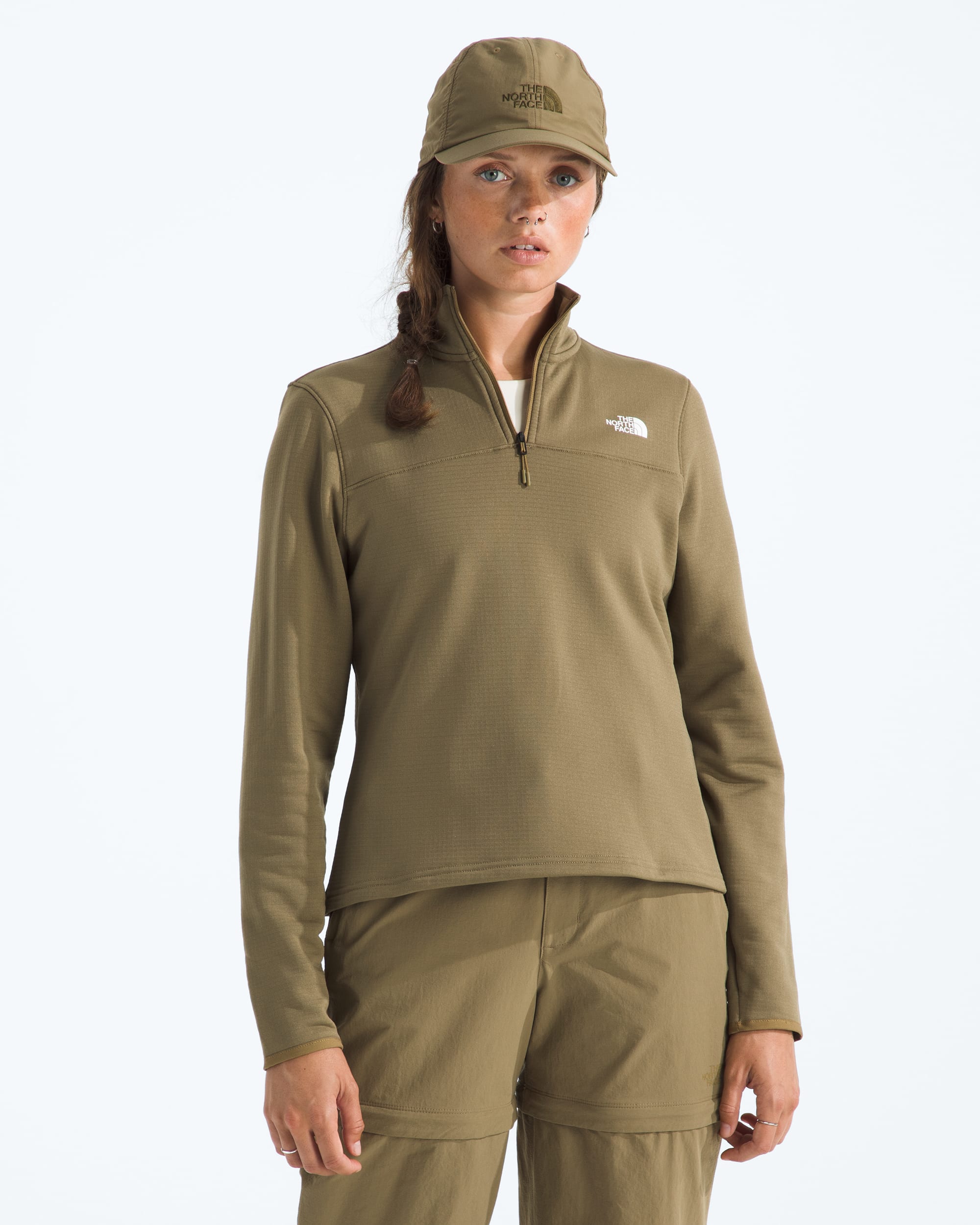 Womens Cedar Trail Grid Fleece Zip Jacket TNF Main