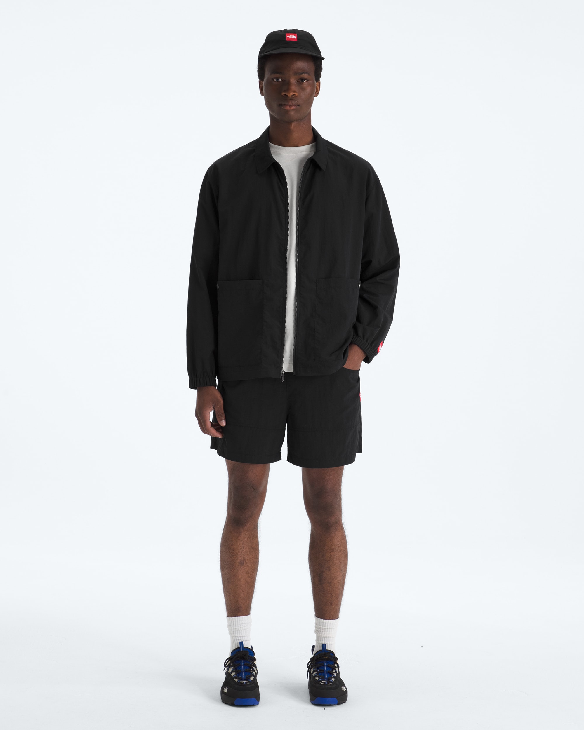 Mens TNF Red Box Nylon Belted Shorts TNF HERO2