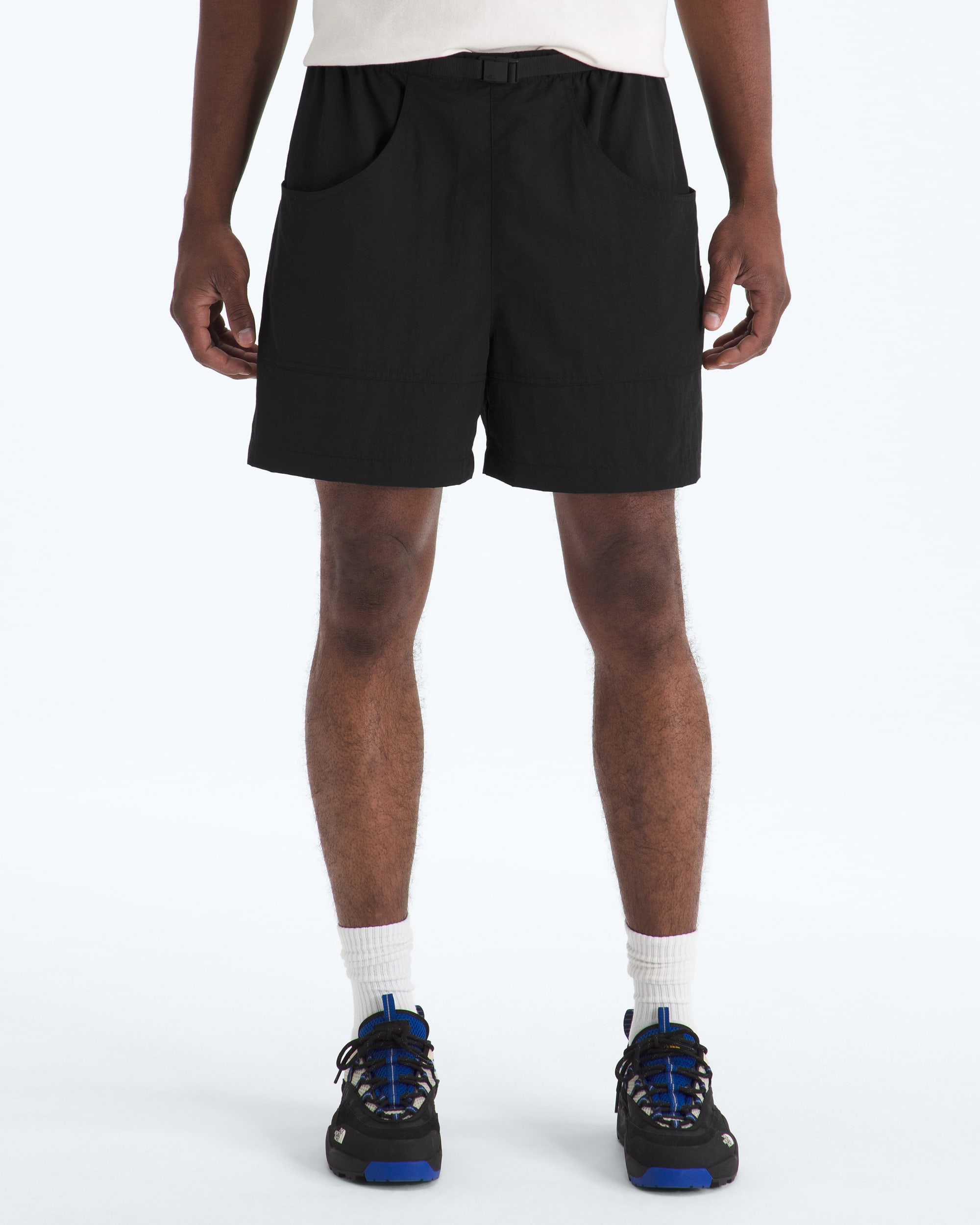 Mens TNF Red Box Nylon Belted Shorts TNF HERO