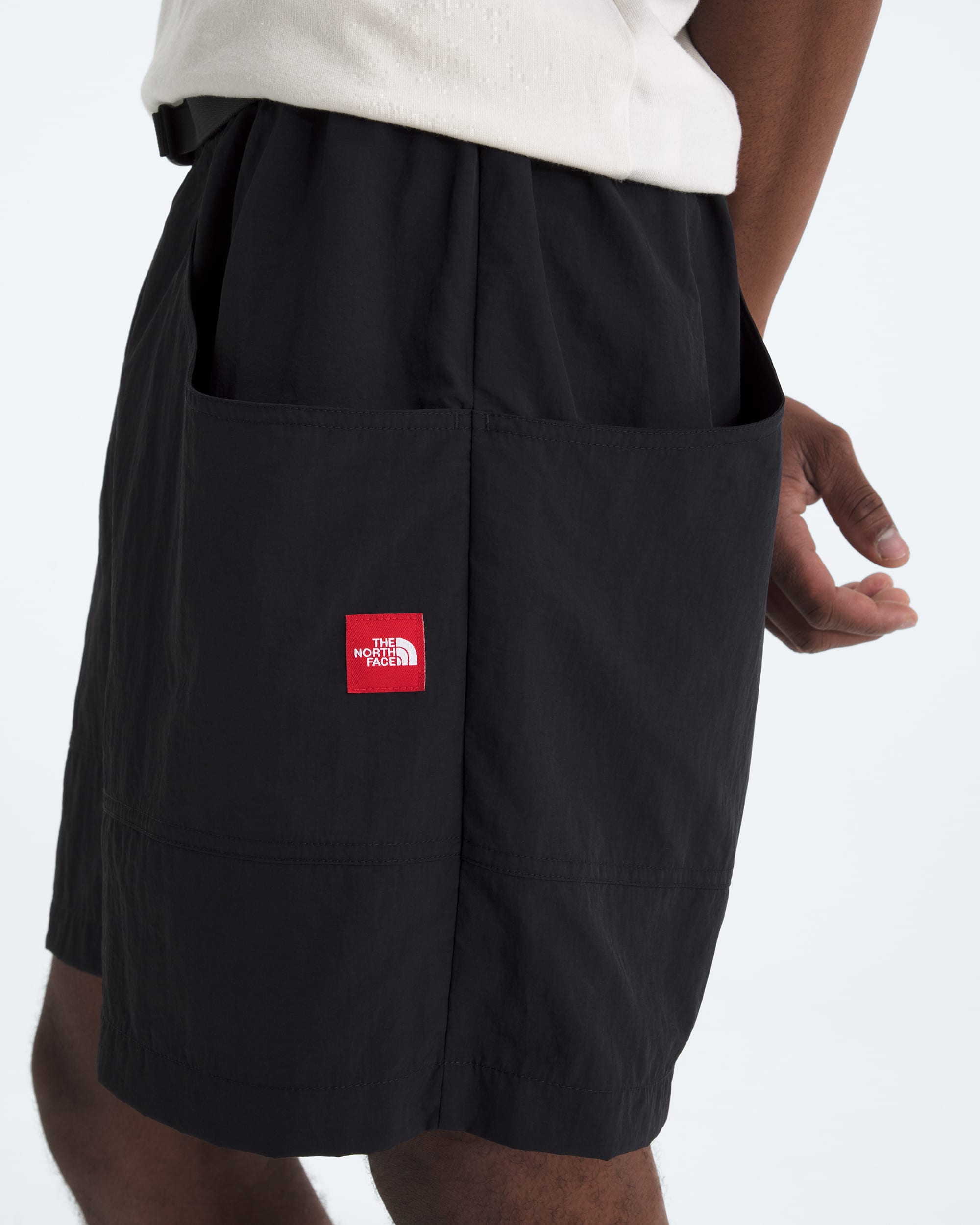 Mens TNF Red Box Nylon Belted Shorts TNF HERO3