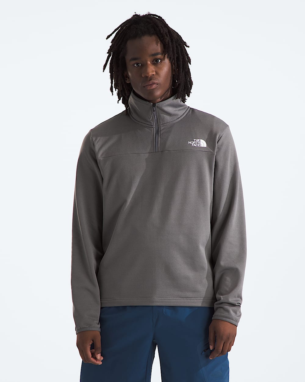 Mens Cedar Trail Grid Fleece Zip TNF Main