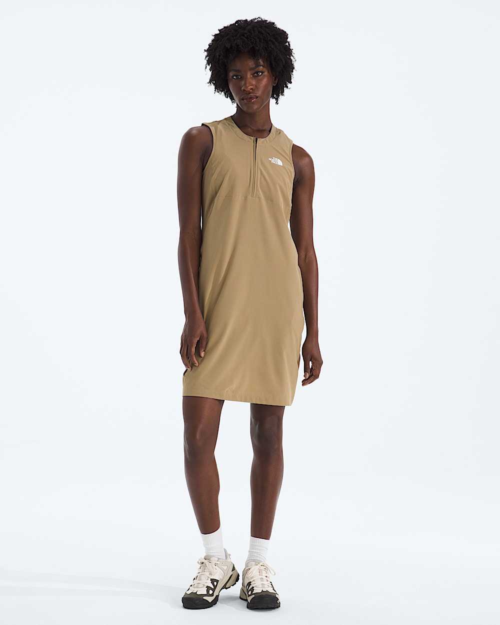 womens tan dress Macade Women's Ava Range 9134552- Large Beige make it as chic as it is versatile Fit And Flare Midi Dress