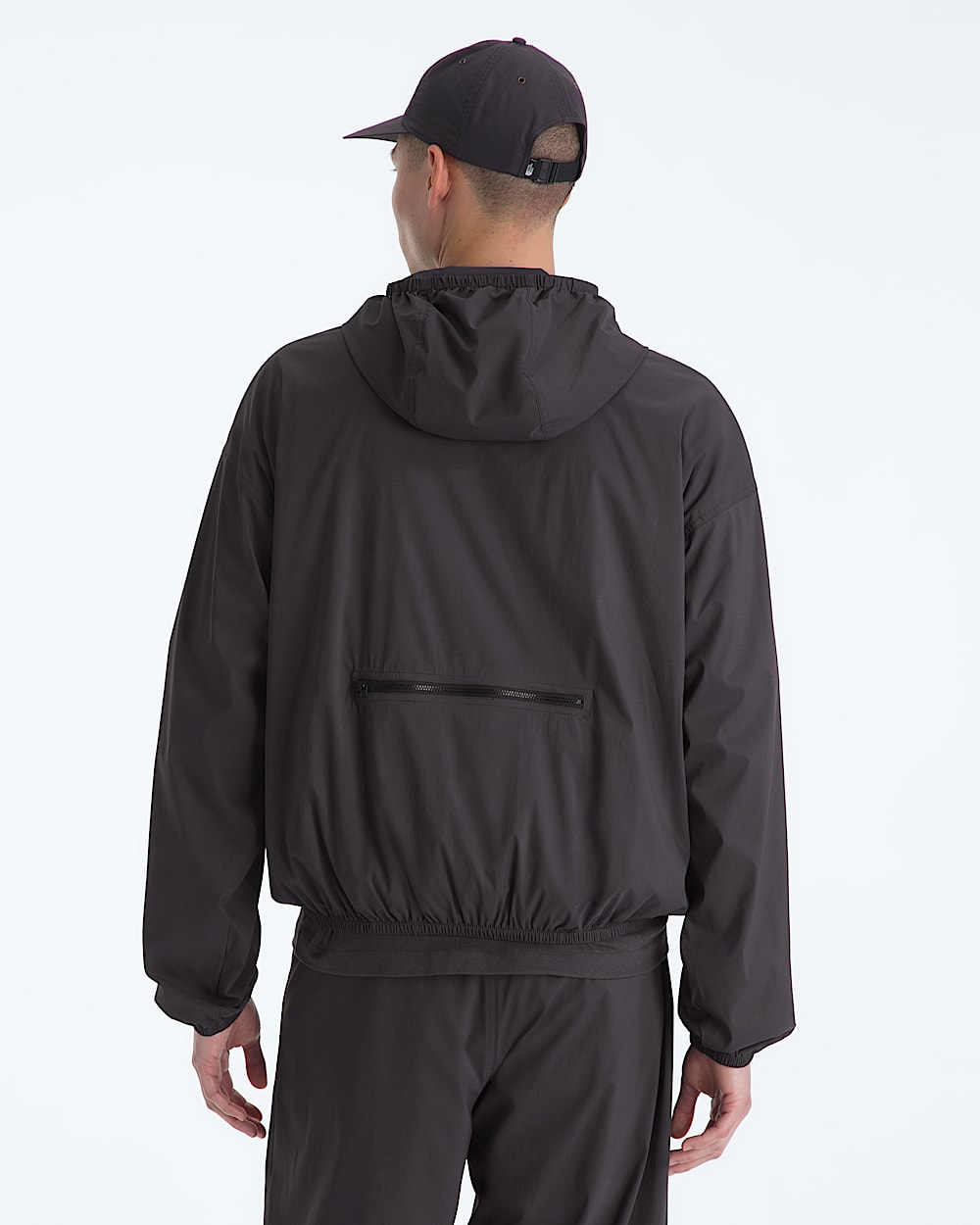 Mens TNF Red Box Packable Hooded Wind Jacket TNF BACK
