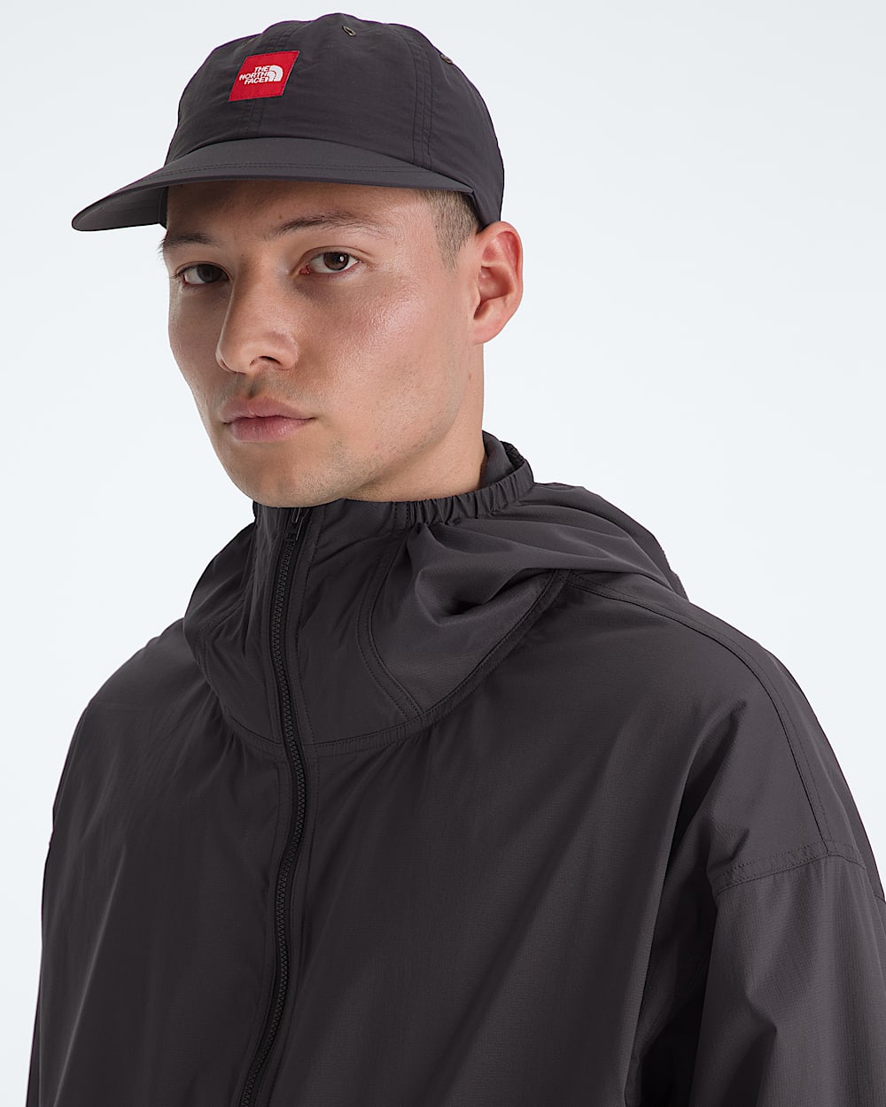 Mens TNF Red Box Packable Hooded Wind Jacket TNF ALT1