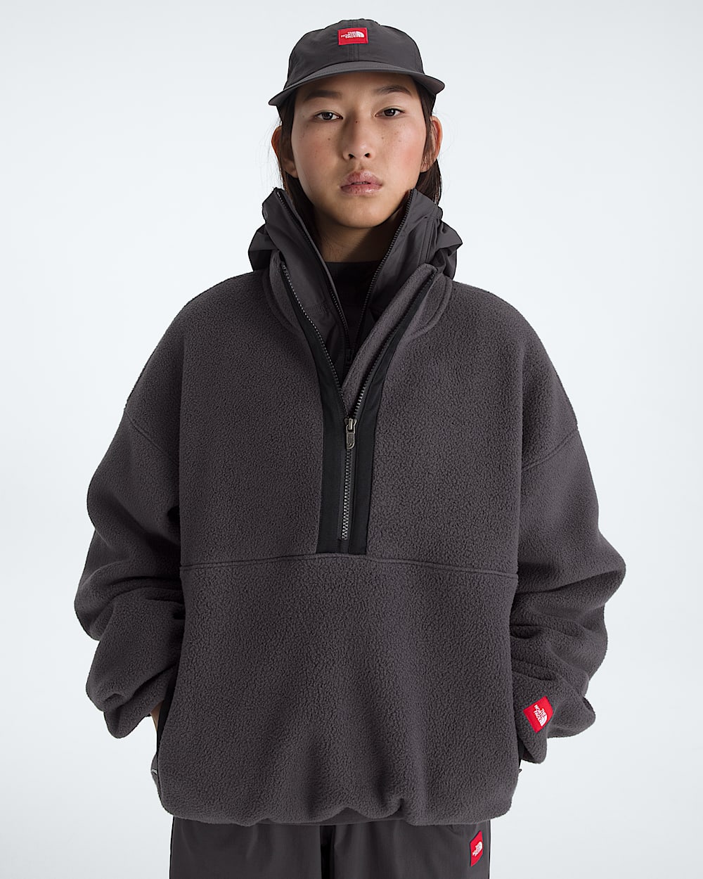 Mens TNF Red Box Zip Fleece TNF ALT2