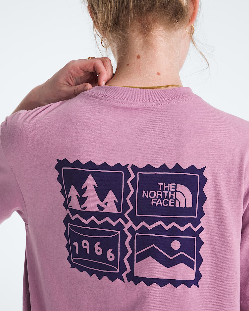 Womens Exploring Stamps Relaxed ShortSleeve Tee TNF HERO2