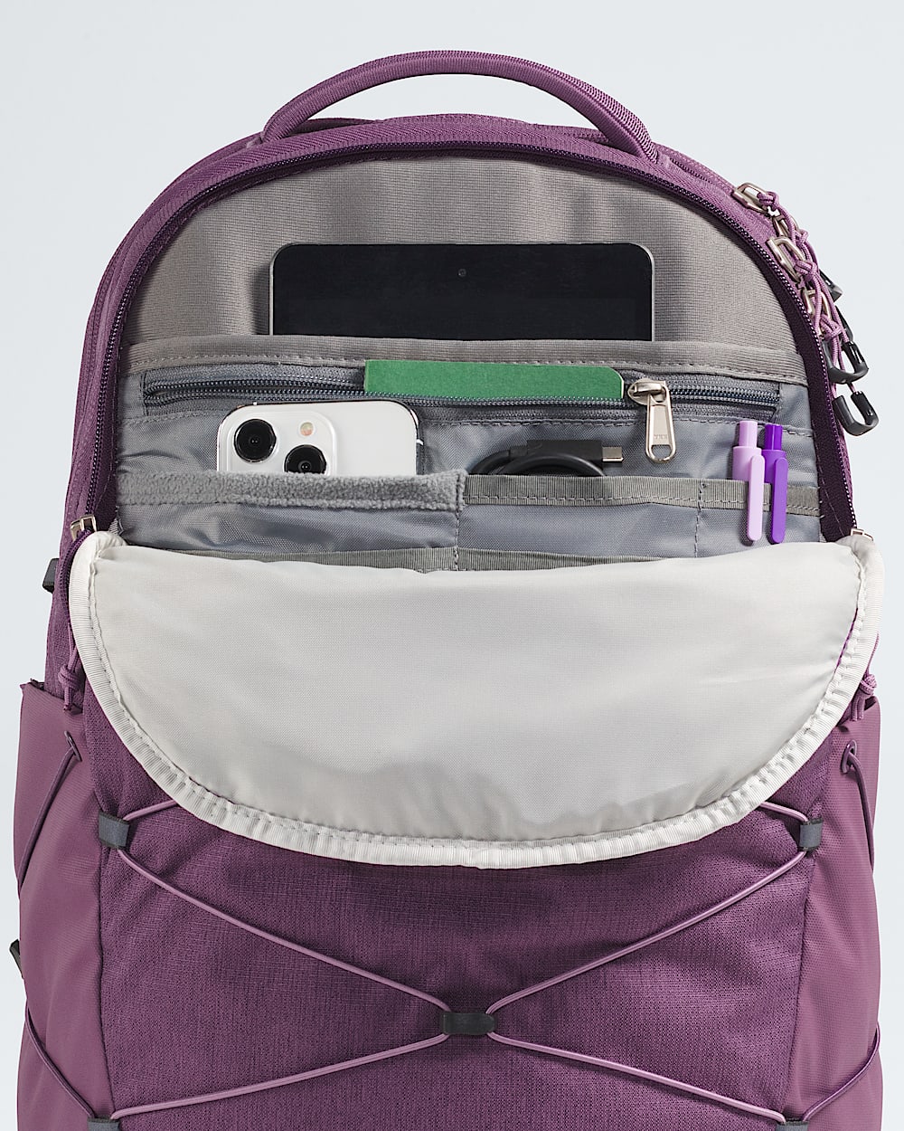 gray and purple north face backpack The Women's Borealis – Saint Bernard sternum strap and removable waist belt make carrying heavier loads a breeze. The North Face Borealis Backpack
