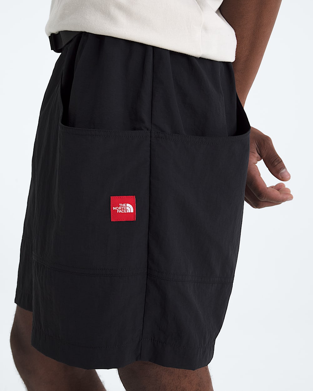 Mens TNF Red Box Nylon Belted Shorts TNF HERO3