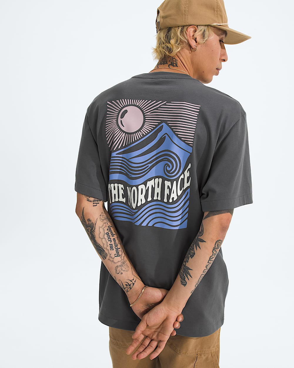 Mens Mountain Escape Relaxed ShortSleeve TeeGraphic TNF HERO2