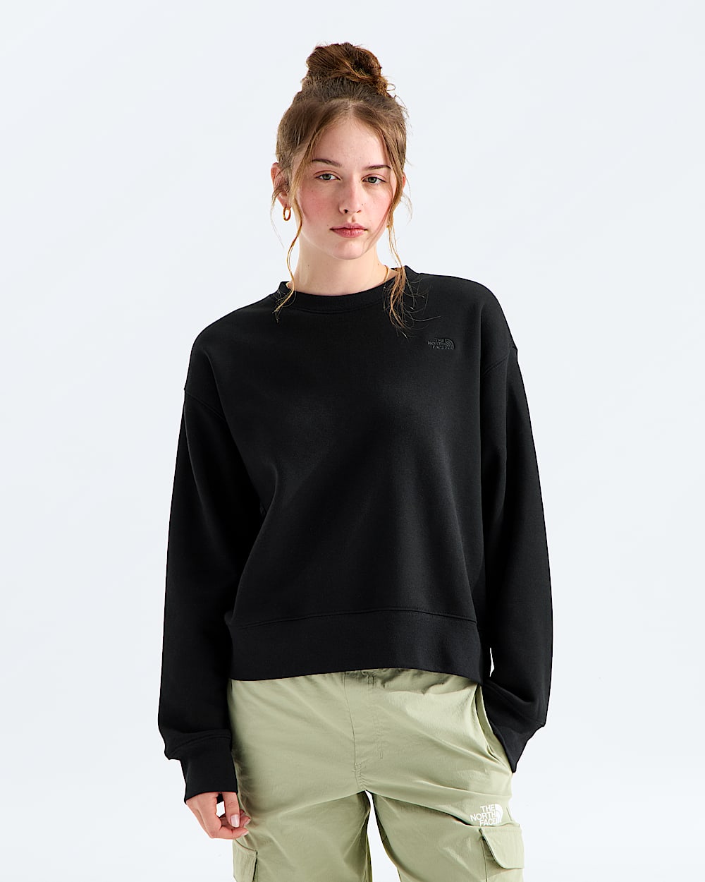 Womens TNF Essential Simple Dome Boxy Oversize Crew TNF Main