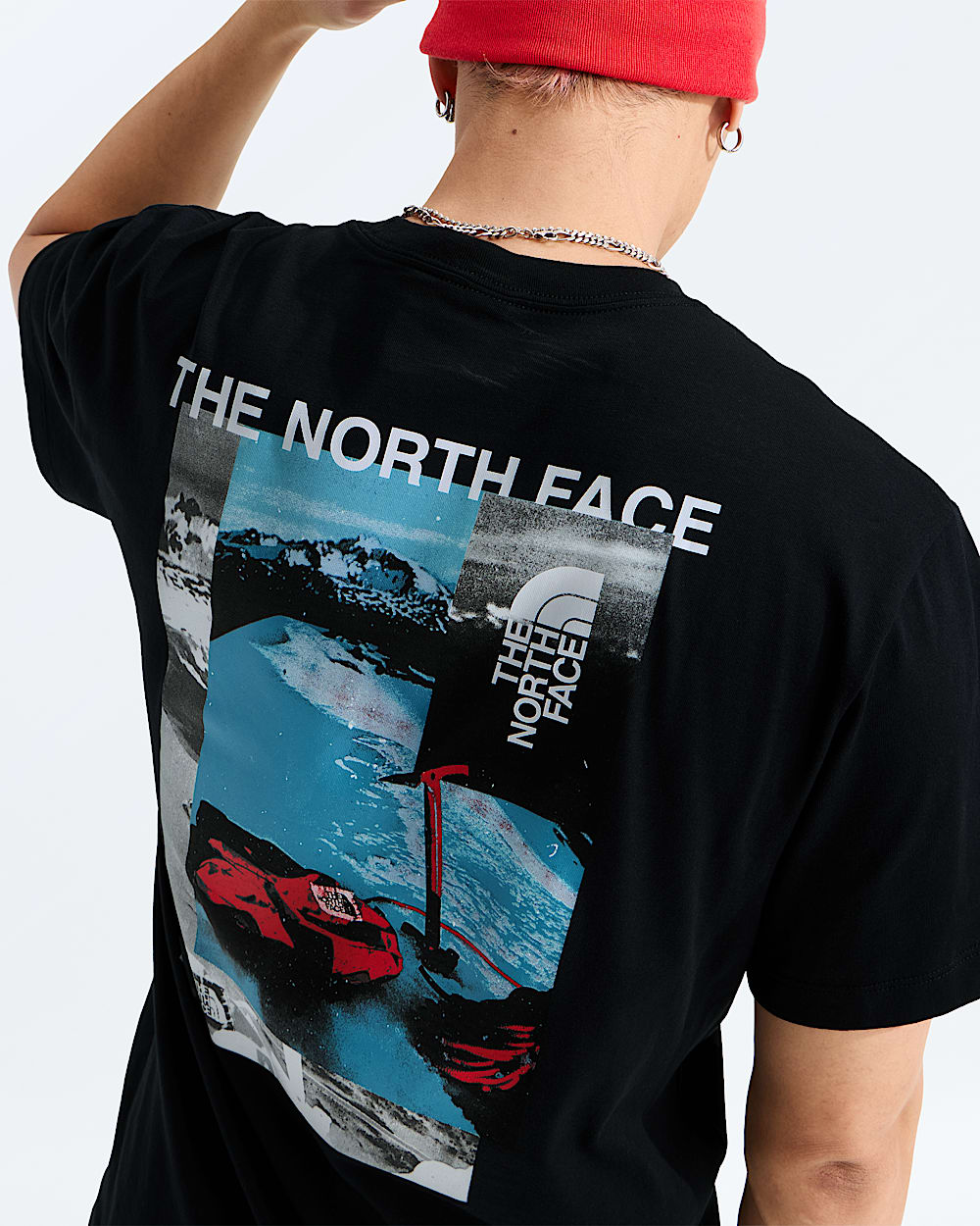 Mens Apex 75 Collage Relaxed ShortSleeve Tee TNF HERO2