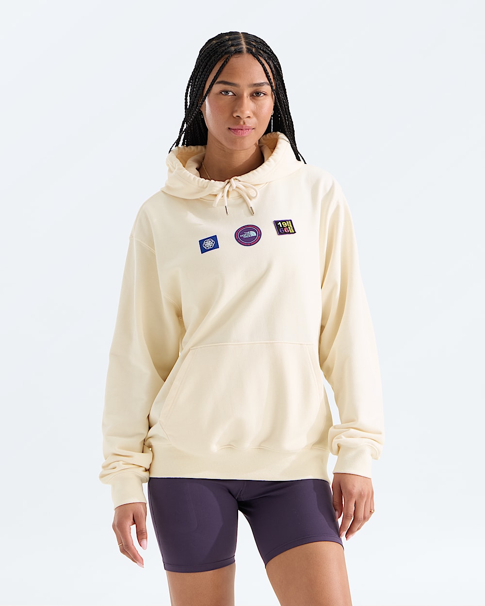 Chandail  capuchon dcontract Explorer Badges unisexe imprim TNF HERO3