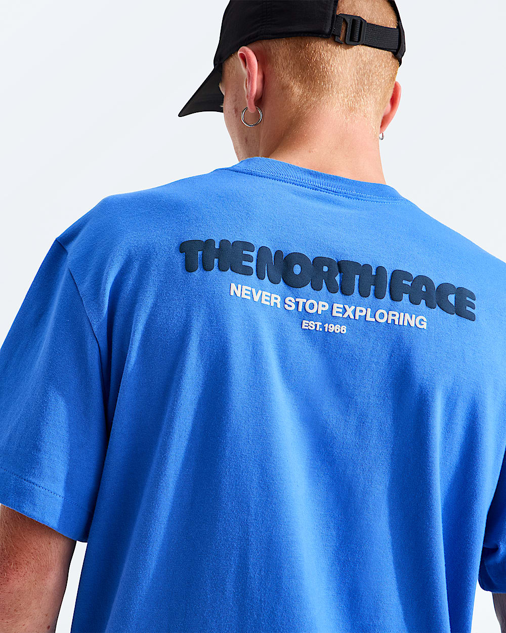Mens Explore Fonts Relaxed ShortSleeve PCT TeeGraphic TNF HERO2