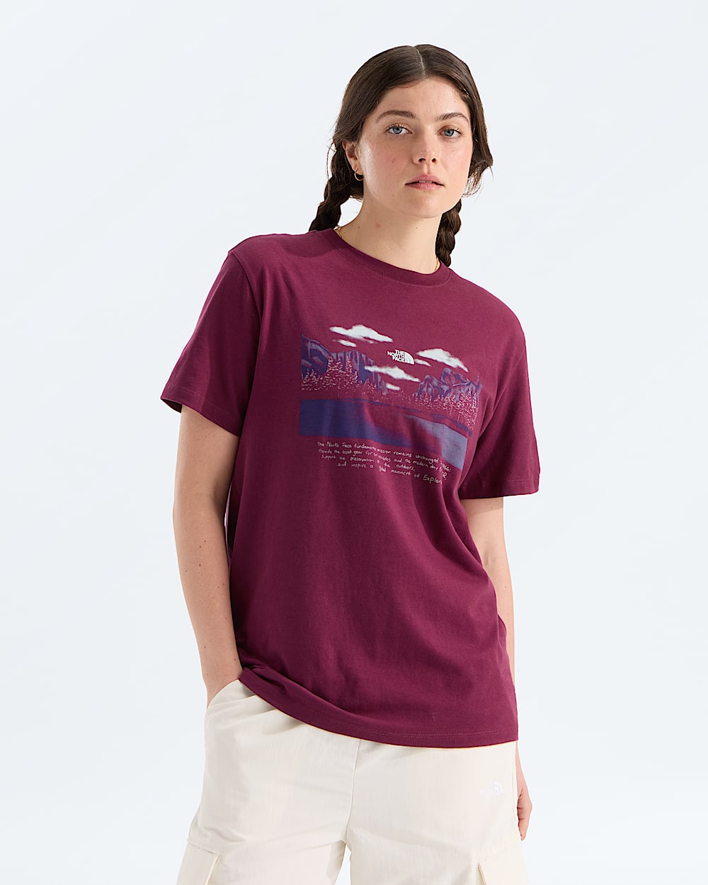 Womens Evolution Mountain Oasis Relaxed ShortSleeve Tee TNF Main