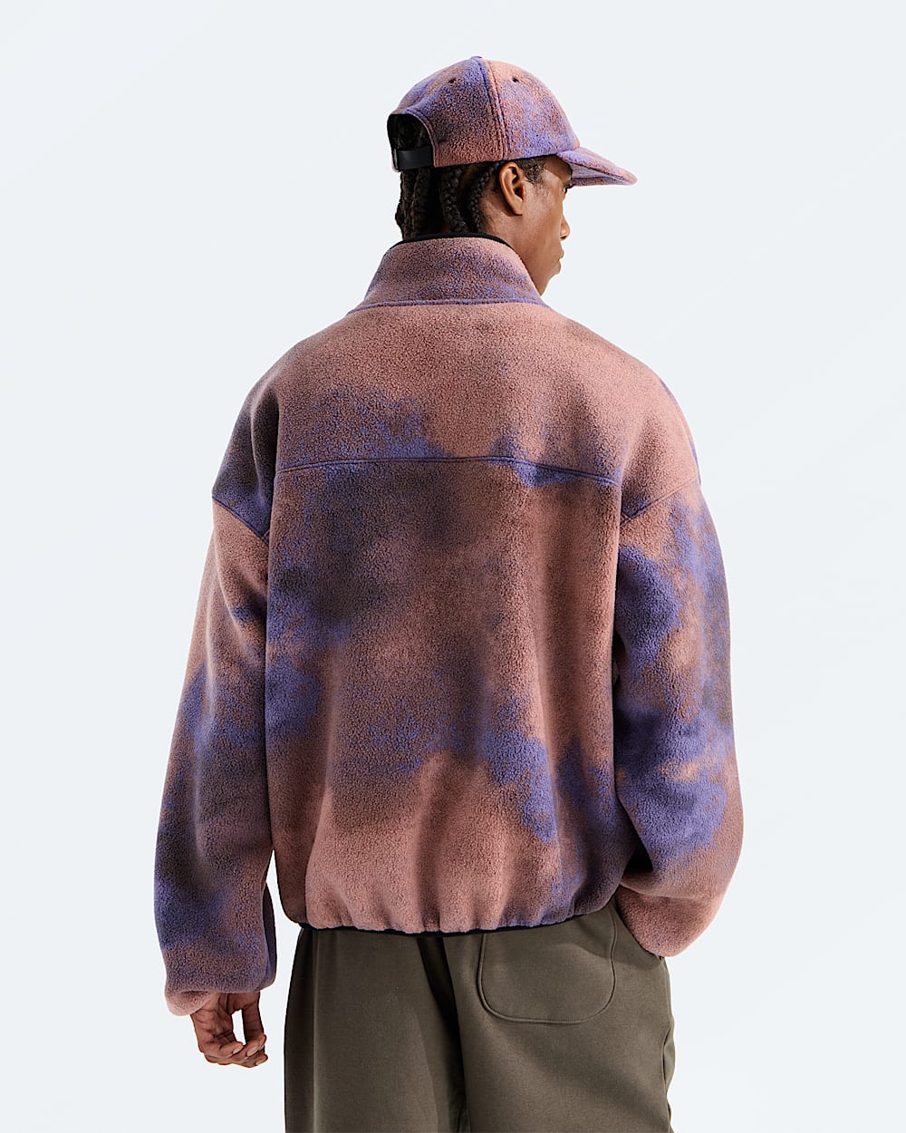 Mens TNF Red Box Printed Zip Fleece TNF BACK