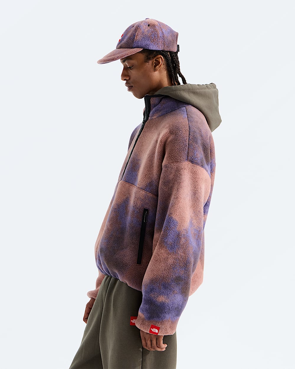 Mens TNF Red Box Printed Zip Fleece TNF MODEL34