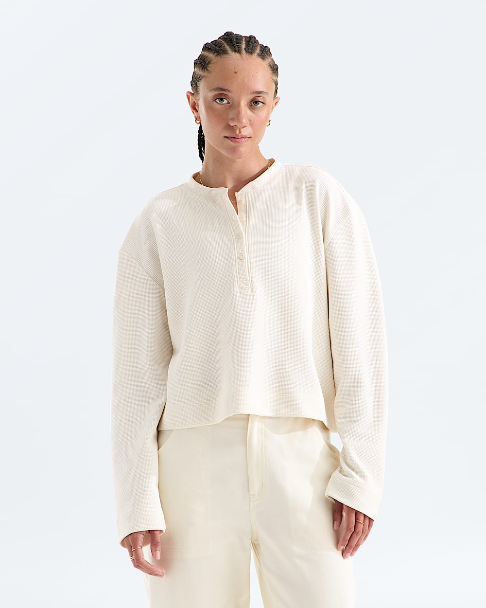 Haut Henley  manches longues en tissu gaufr Ridge Path pour femmes TNF HERO