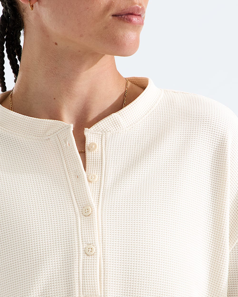 Haut Henley  manches longues en tissu gaufr Ridge Path pour femmes TNF MODELCLOSE1