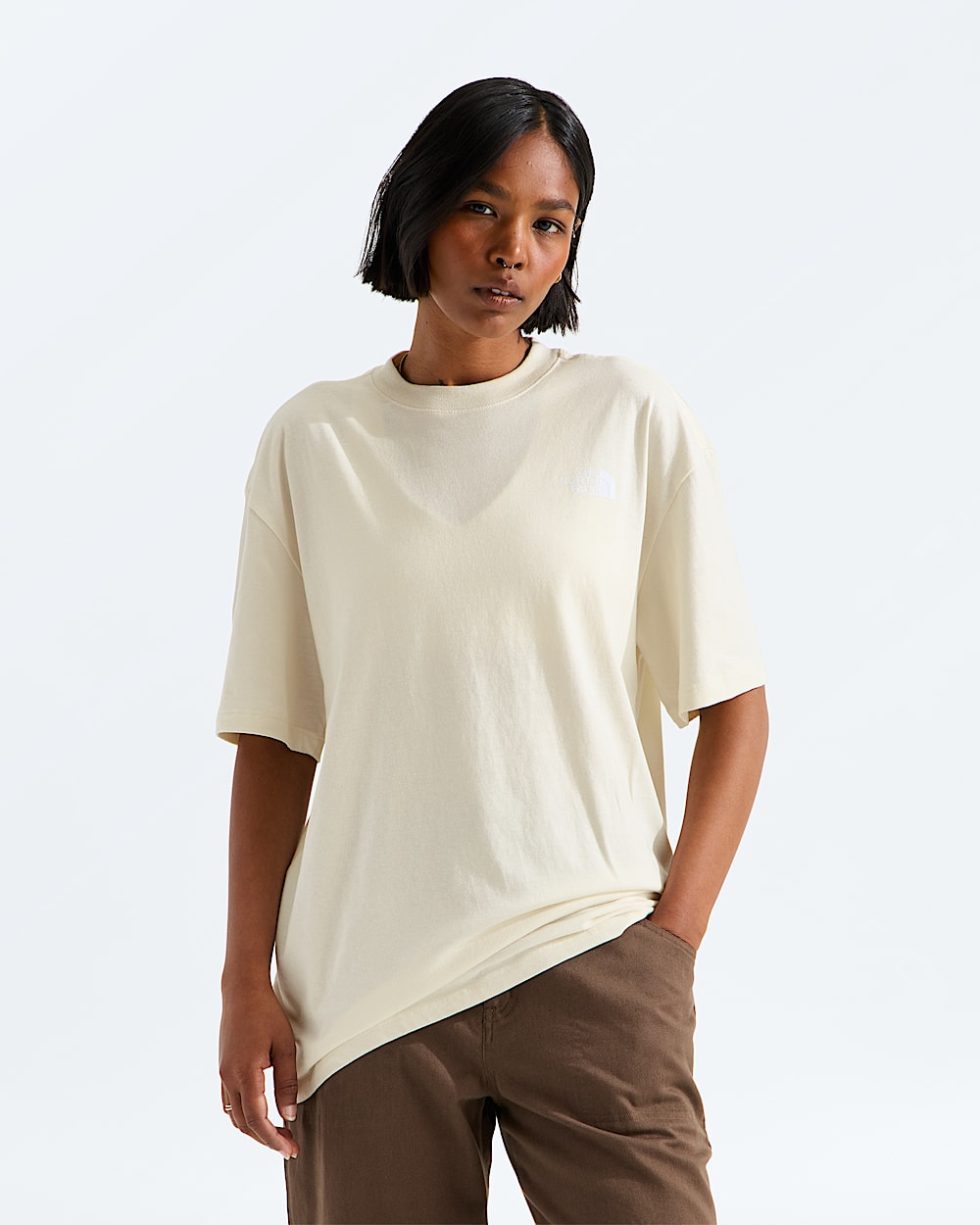 Womens Evolution Granitic Rock Print Box NSE Oversize ShortSleeve Tee TNF BACK