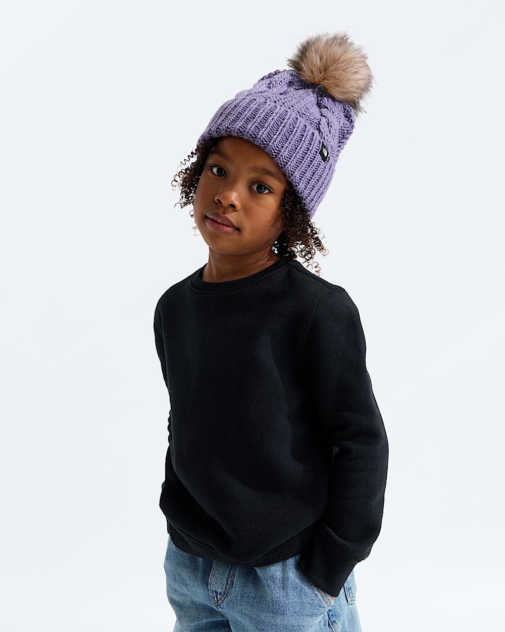 Kids Oh Mega Fur Pom Beanie TNF MODELBACK