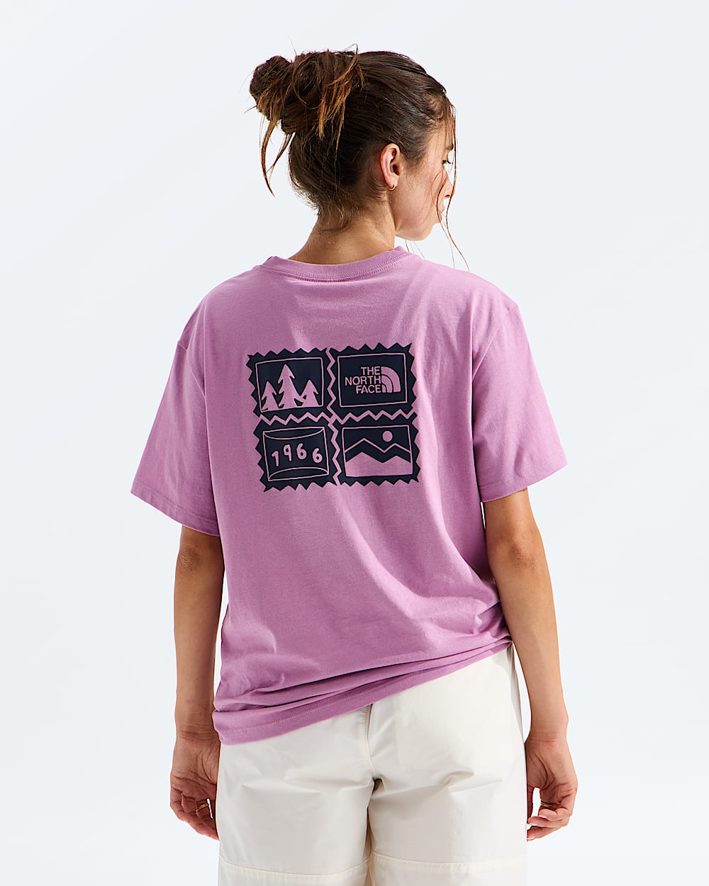 Womens Exploring Stamps Relaxed ShortSleeve Tee TNF Main