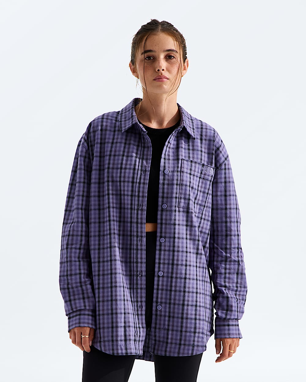 Womens Mountain Falls Flannel ButtonDown LongSleeve Shirt TNF Main