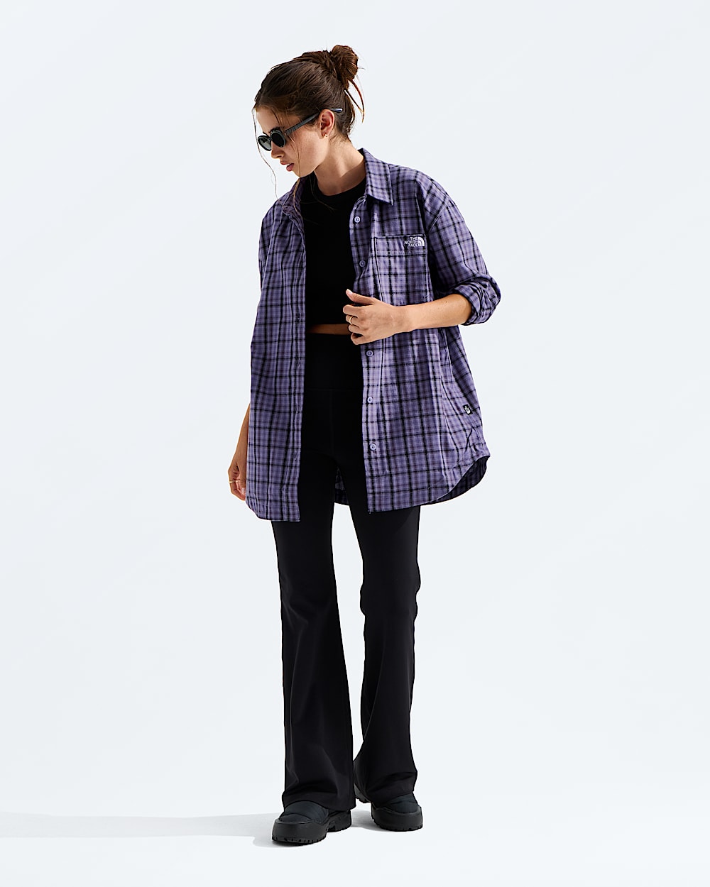 Womens Mountain Falls Flannel ButtonDown LongSleeve Shirt TNF HERO2