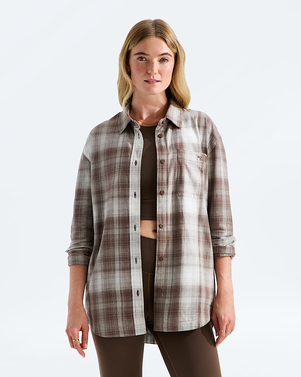 Womens Mountain Falls Flannel ButtonDown LongSleeve Shirt TNF HERO