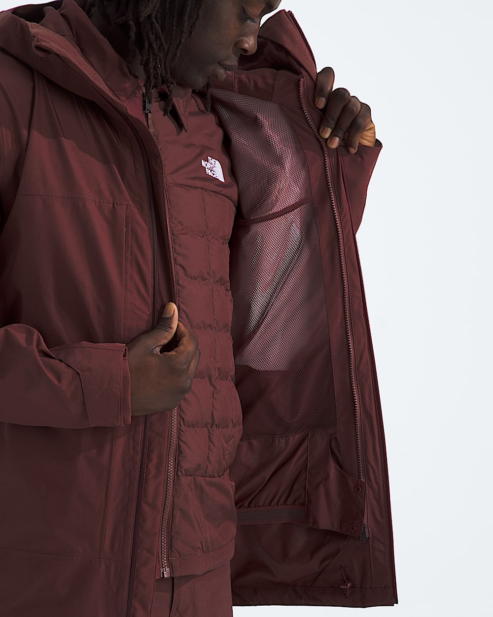 Mens THERMOBALL Snow Triclimate Jacket TNF Sumac MODELINT