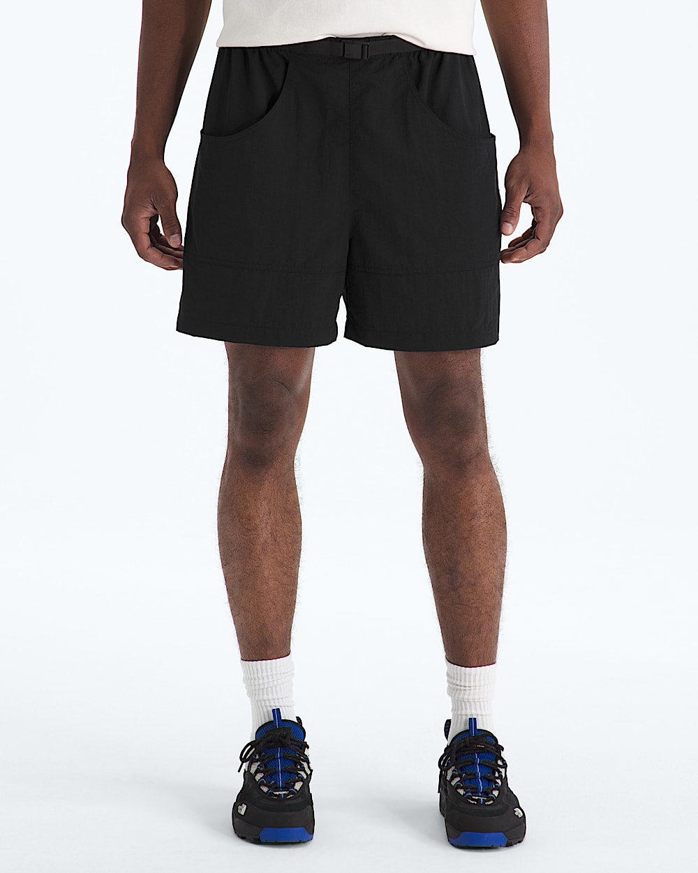 Mens TNF Red Box Nylon Belted Shorts TNF HERO