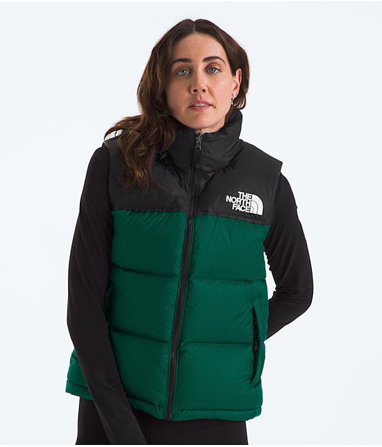 Green down vest women's top