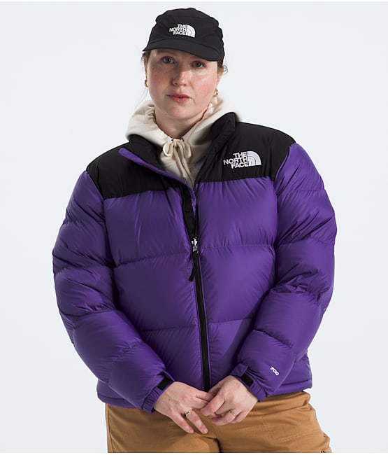 Black and purple north face jacket top