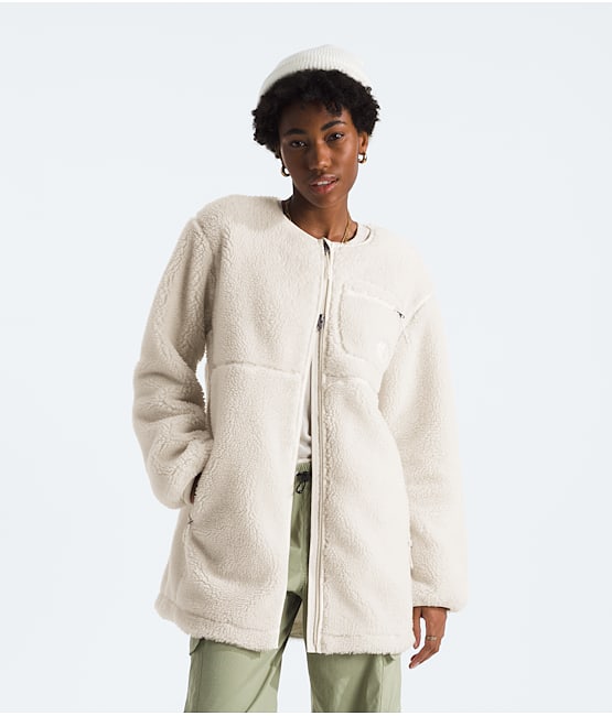 White pile coat top