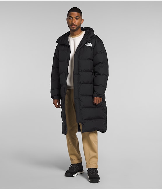 Mens long puffer jacket with hood shop
