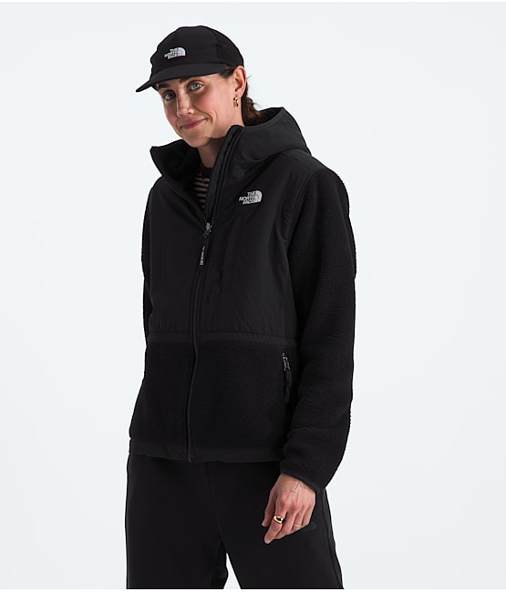 The north face women's denali hoodie fleece jacket black sale