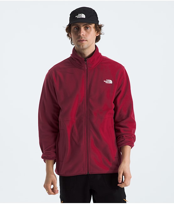 Mens red north face fleece sales