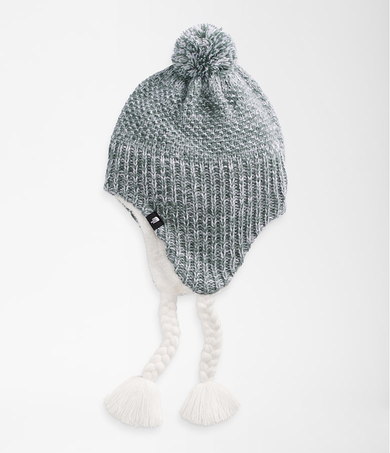 North face fuzzy earflap beanie clearance