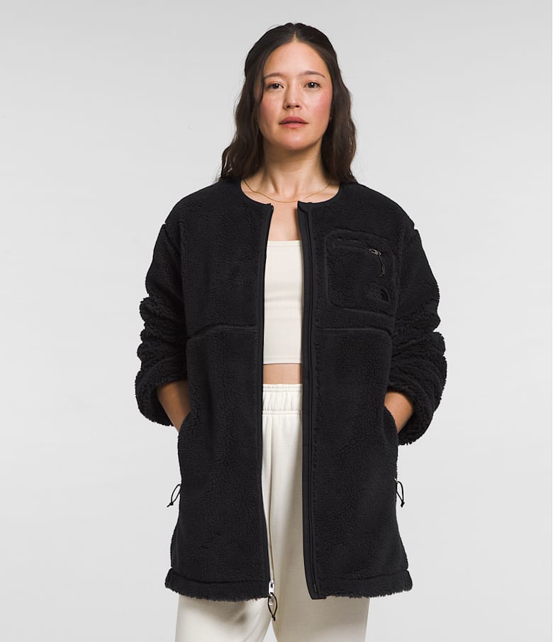 Long pile coat black sales