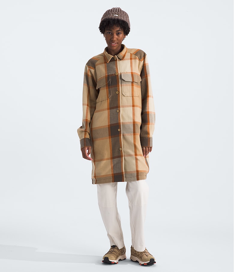 The North Face Women s Valley Twill Utility Coat Khaki Stone Macro Plaid L