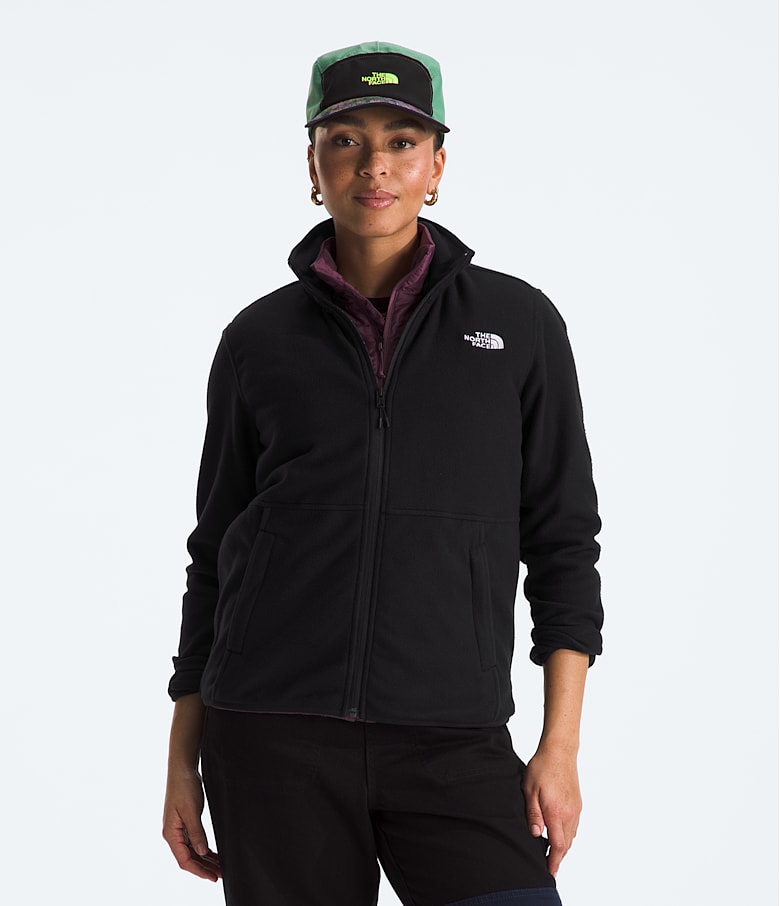 North face black fleece jacket women's 2025